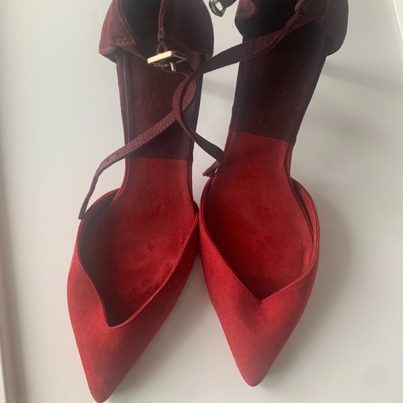 Colour Block Red & Purple Strappy Heels - Zara Size 41 - Picture 3 of 3